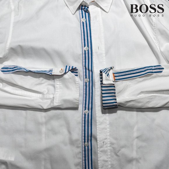 Hugo Boss Orange Label Men's White  Button Down (size Large) - Picture 5 of 5